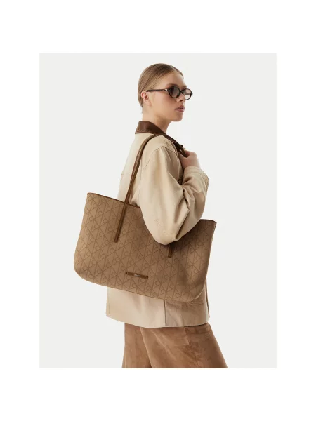 Geantă Calvin Klein din jacard maro