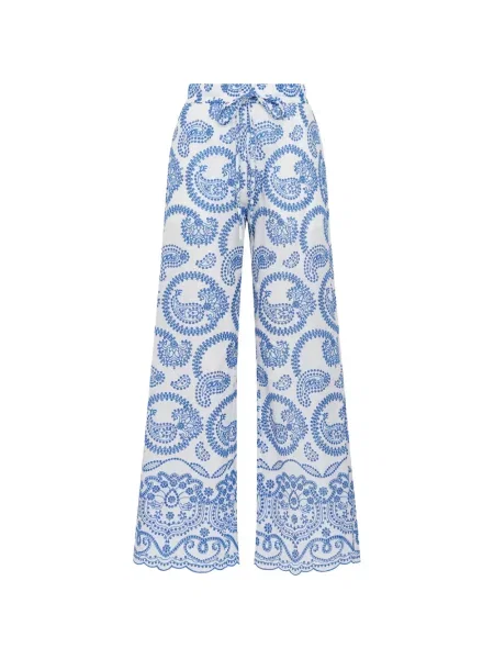 Pantaloni Maliparmi cu model paisley alb