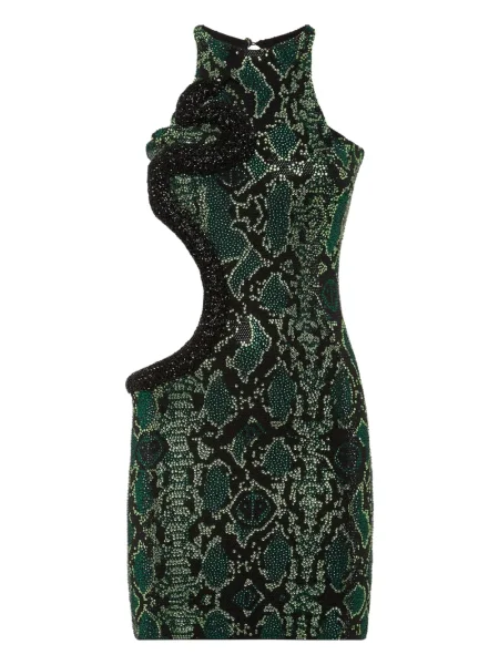 Rochie mini Philipp Plein cu imagine de costum verde