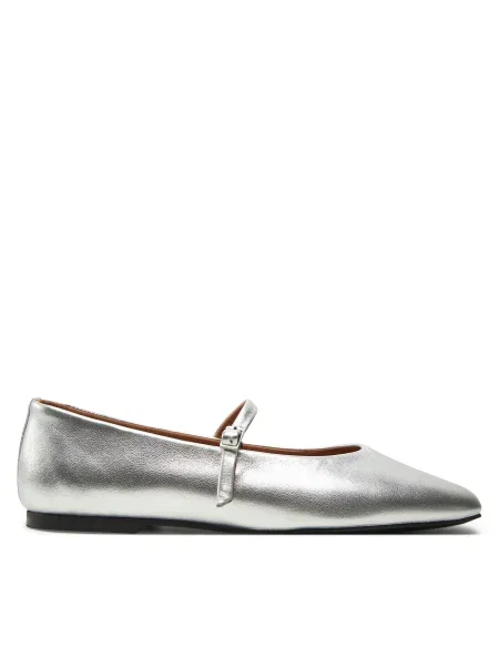 Кожени балеринки Calvin Klein MARY JANE BALLERINA MET сребристо