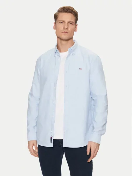 Koszula dżinsowa Tommy Jeans z logo z twillu niebieska