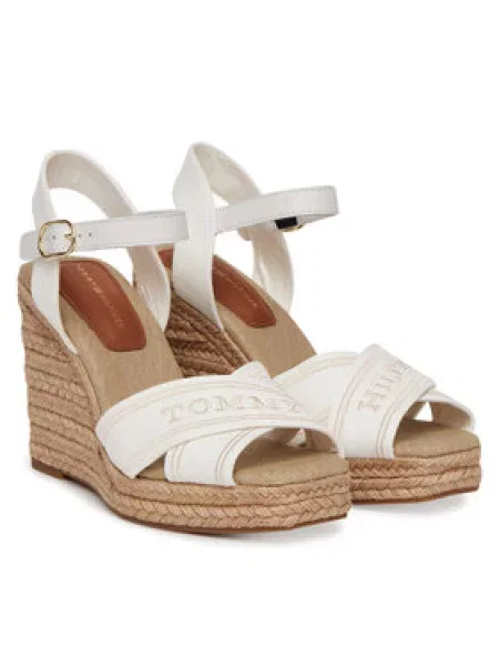 Tommy Hilfiger Espadrilky Tommy Hilfiger Espad High Wedge Écru