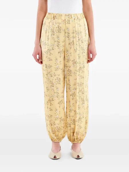 Pantaloni Vicolo cu model floral cu imagine galben