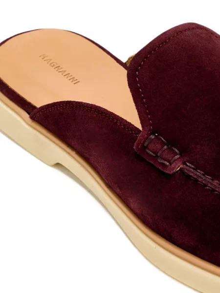 Papuci tip mules Magnanni din piele de căprioară fără toc roșu