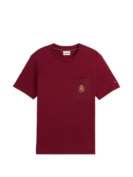 Tricou Tommy Hilfiger cu buzunare aplicate cu autograf roșu