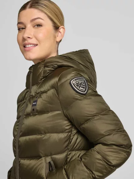 Kurtka puchowa z efektem pikowania z detal z logo model Charme' Blauer oliwkowa