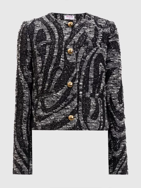 Жакет з вовною в брендовий візерунок з паєтками Pucci чорний