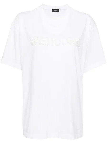 Tricou We11done cu perle alb