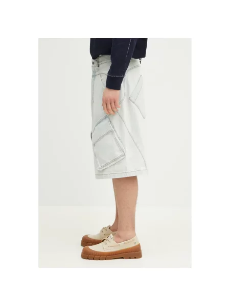 Marcelo Burlon szorty jeansowe Bleach Dnm Wide Cargo Shorts Light Blue niebieski