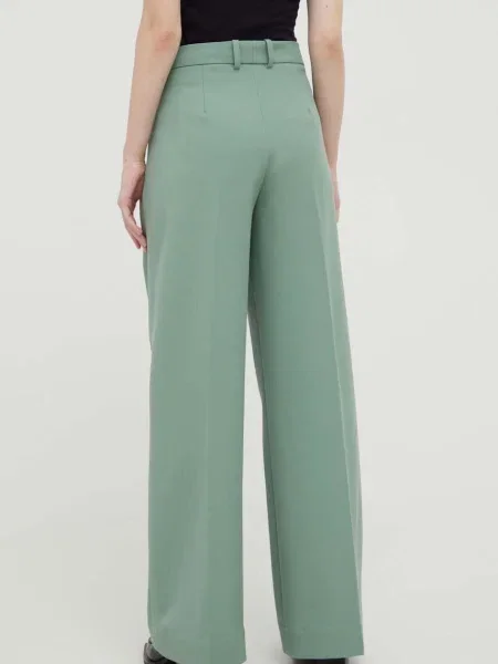 Kalhoty Lovechild jednoduché high waist zelená