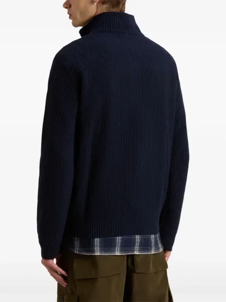 Pulover Woolrich de jumătate de fermoar albastru