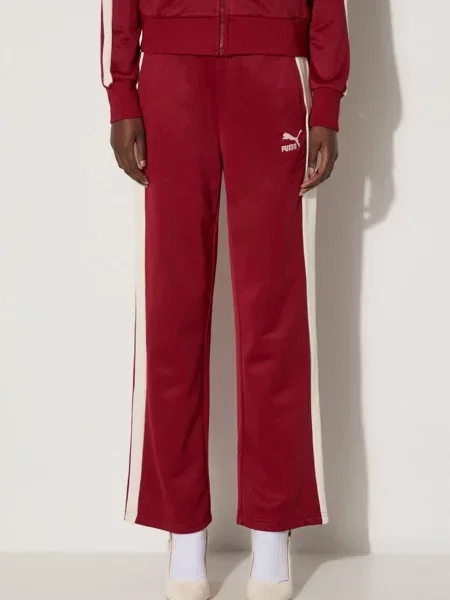 Puma pantaloni de trening Iconic T7 Straight Leg Track Pants bordo modelator negru