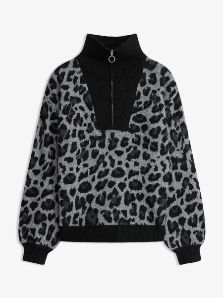 Sweter oversize ze stójką czarny