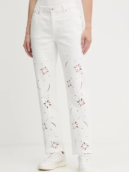 Morgan blugi din medium waist PBRAD alb