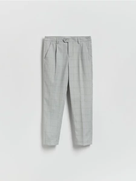 Reserved Pantaloni eleganți ecosez deschis gri