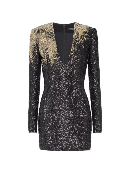 Rochie Balmain cu broderie negru