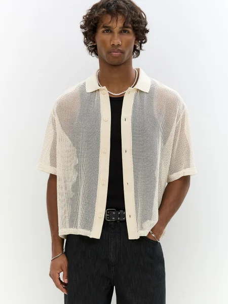 Pull&Bear Cămașă lână alb