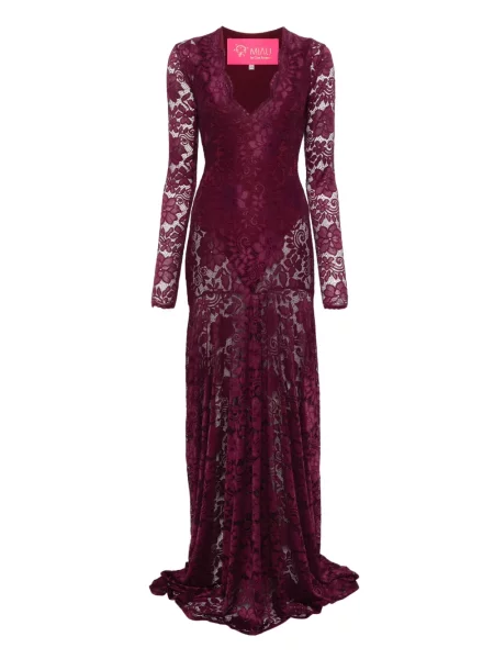 Rochie maxi Miau By Clara Rotescu din dantelă lungă de costum roșu