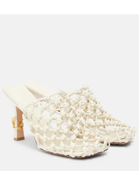 Papuci tip mules Bottega Veneta din piele alb