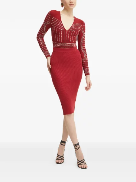 Боди Marciano By Guess с V-образно деколте с шипове червено