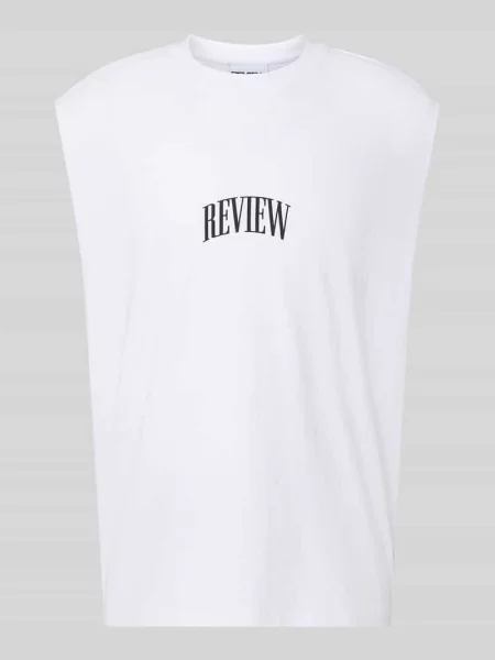 Koszulka Review bez rękawów z autografem biała