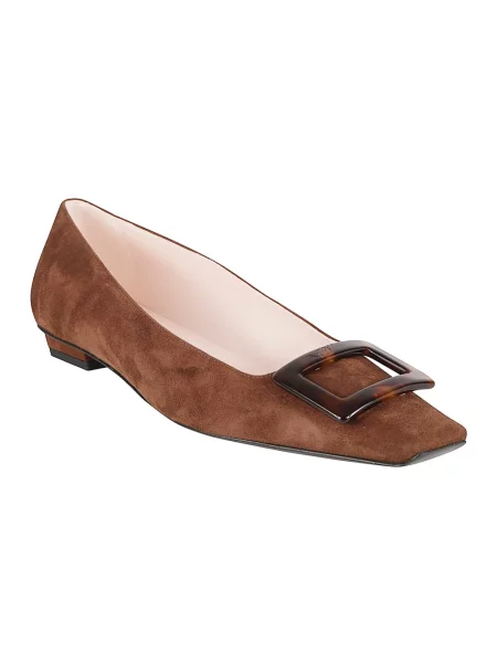 Balerinki Roger Vivier skórzane brązowe