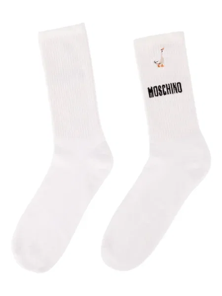 Șosete Moschino cu broderie alb