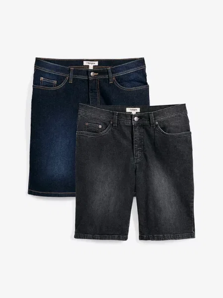 Bermudy jeansowe ze stretchem regular fit 2 pary niebieskie