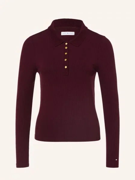 Tommy Hilfiger Žerzejová Polokošile tmavě červená