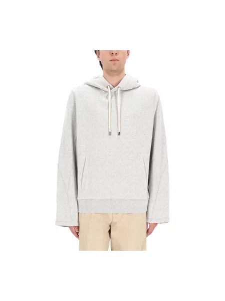 Bluza z kapturem Lanvin z kapturem z logo szara