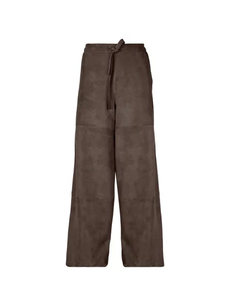 Pantaloni Desa Collection din piele maro