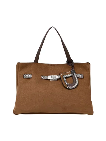 DKNY torebka shopper z imitacji zamszu BRYAR brązowa