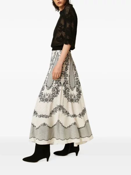 Lung fustă Twinset din satin cu model floral