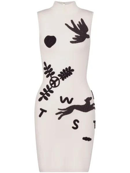 Haftowana dzianinowa sukienka jeansowa Moschino Jeans