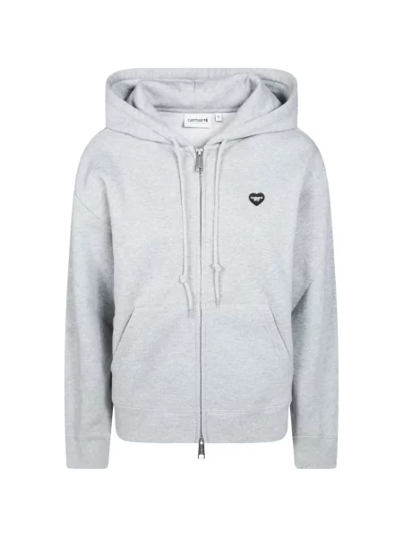 Geacă Carhartt Wip cu glugă cu motiv cu inimi gri