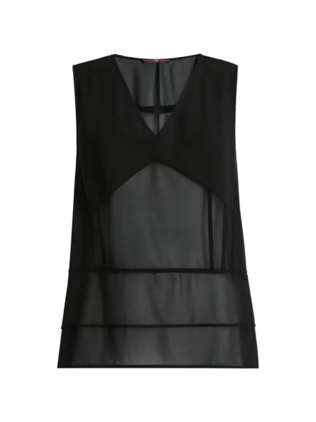 Bluză High fără mâneci cu decolteu în V negru