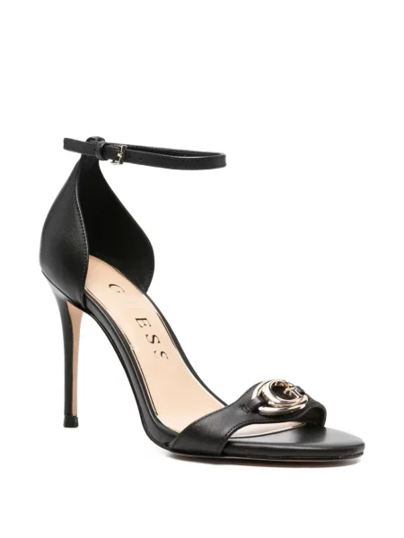 Sandale Guess din piele cu autograf negru