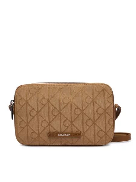 Calvin Klein Rankinė Emblem Aop Jacquard Camera Bag ruda