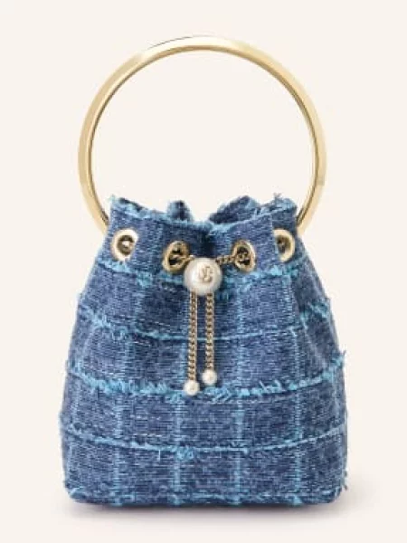 Jimmy Choo Torba Typu Pouch Bon Bon Z Ozdobnymi Koralikami blau biała
