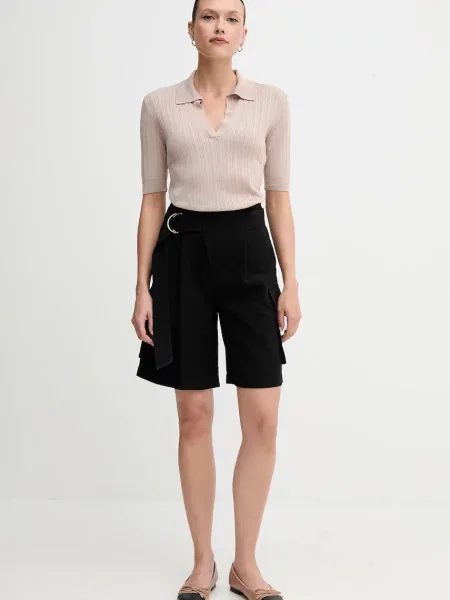 Шорти Sisley однотонна висока посадка чорний