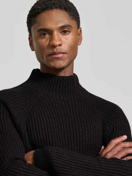 Sweter z dzianiny o kroju regular fit z elastycznymi zakończeniami Drykorn czarny