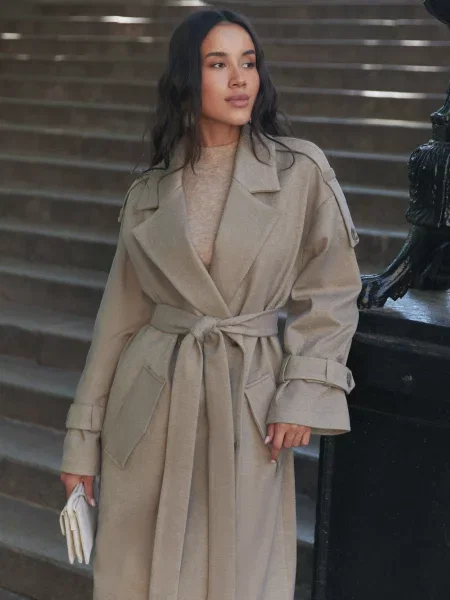 Тренч Seventeen вовна/віскоза бежевий