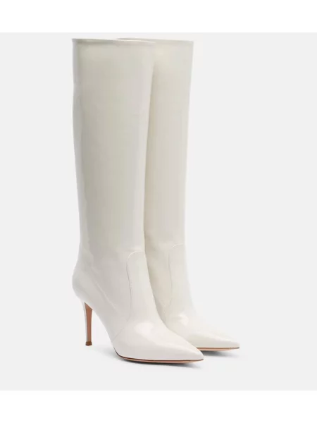 Кожени ботуши Gianvito Rossi от лакирана кожа бяло