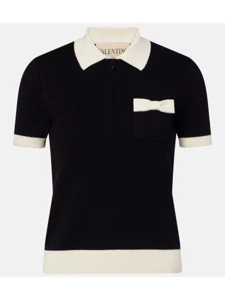 Tricou polo Valentino cu funde negru