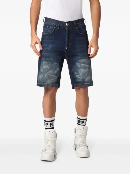 Džinsiniai šortai Philipp Plein su aplikacija mėlyna