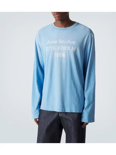 Obnosené džerzej tričko Acne Studios modrá
