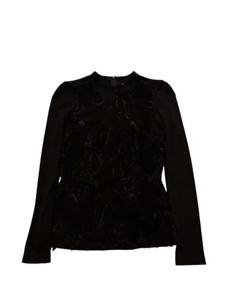 Lung top Maison Margiela cu model paisley din dantelă negru