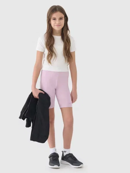4F krótkie legginsy dla dziewczynki jasnoróżowe różowe
