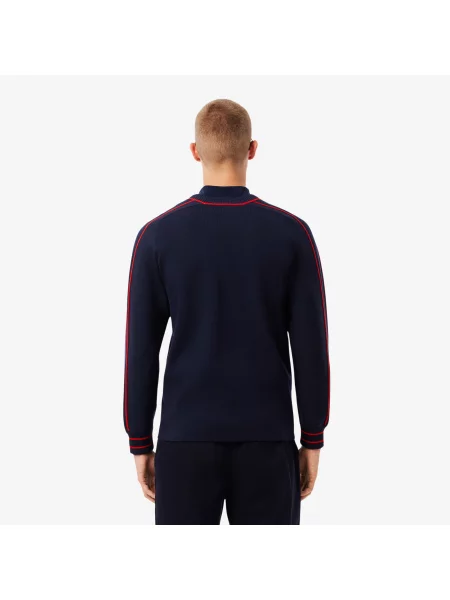 Lacoste Sweter Z Dekoltem V W Paski Archive Edition niebieski