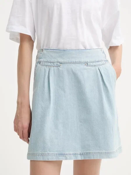 MUNTHE fustă din denim UPALA mini drept albastru